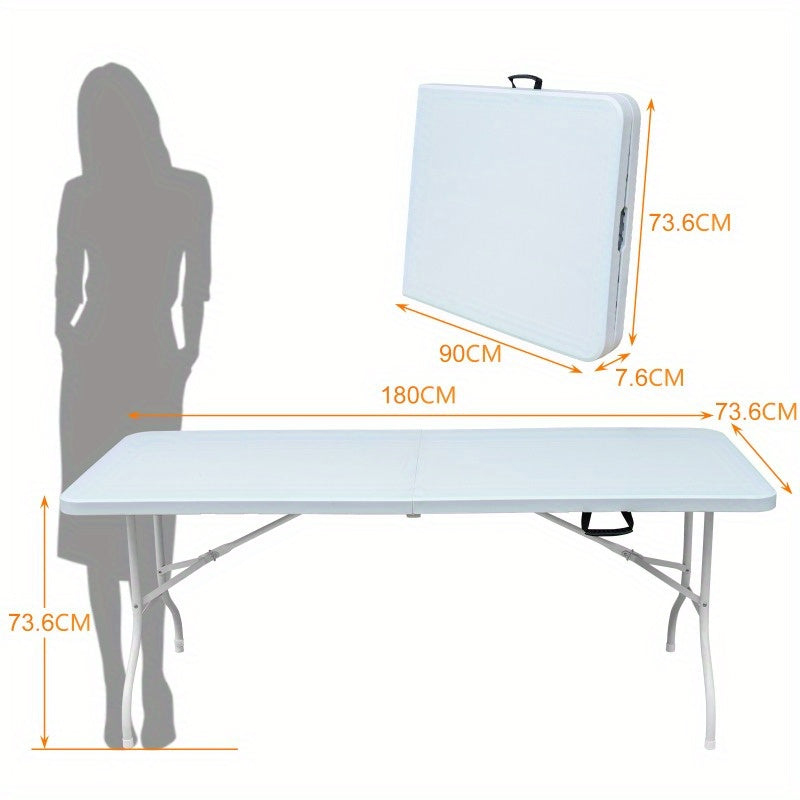 Vouwtafel – Opvouwbare Tafel – Klaptafel – Campingtafel – Picknicktafel – 180 cm – In hoogte verstelbaar – Kras- en vlekbestendig oppervlak