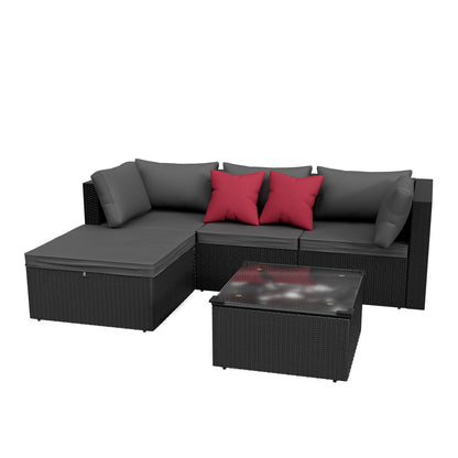 PVC Rattan Tuinmeubelset – Lounge Set – Hoekbank – Tuintafel – Tuinmeubelen – Outdoor Sofa Set – Inclusief 7 Kussens – Vrij Combineerbaar