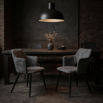 Eetkamerstoelen – Stoelen Set – Dining Chairs – Design Stoelen – Moderne Stoelen – Grijs – Met Zachte Stof – Zwart Metalen Frame – Open Rugleuning – Comfortabele Zitting – 47x48x80 cm – Set Van 4