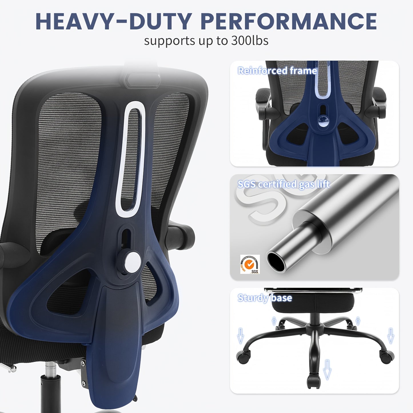 Ergonomische Bureaustoel – Kantoorstoel – Gamestoel – Bureaustoel Mesh – Draaistoel – Verstelbare Lendensteun & Hoogte – Ademende Mesh Rugleuning – Stevig Metalen Frame