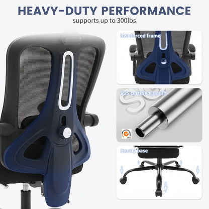 Ergonomische Bureaustoel – Kantoorstoel – Gamestoel – Bureaustoel Mesh – Draaistoel – Verstelbare Lendensteun & Hoogte – Ademende Mesh Rugleuning – Stevig Metalen Frame