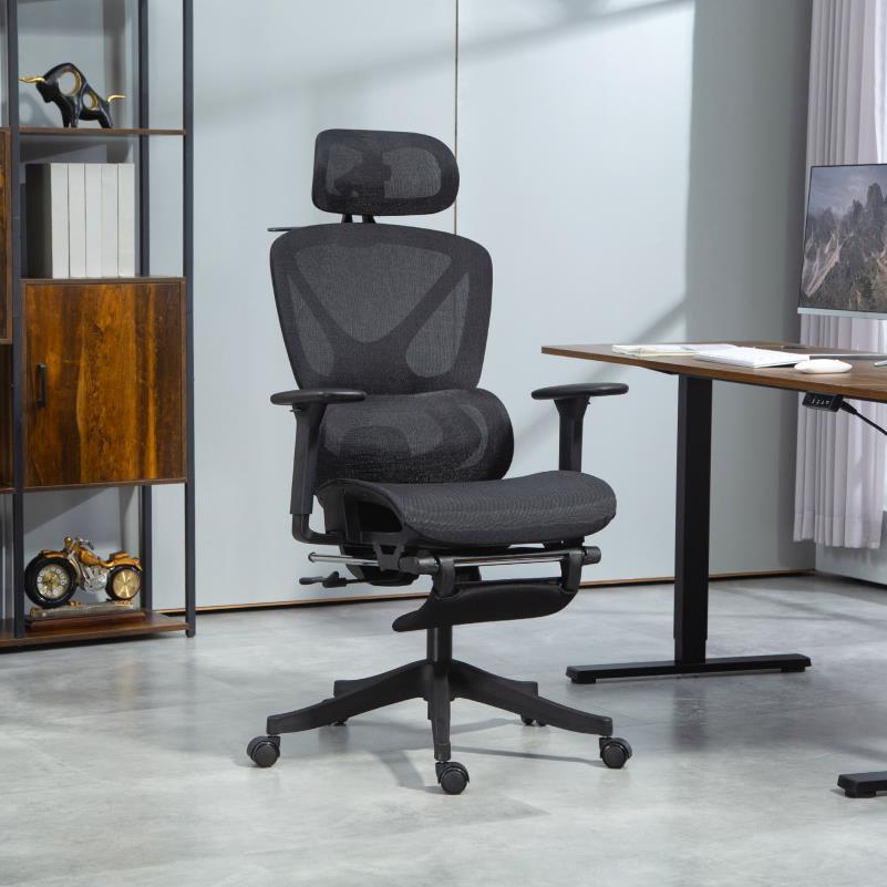 Bureaustoel – Kantoorstoel – Draaistoel – Ergonomische Stoel – Bureaustoelen voor Volwassenen – 135° Kantelfunctie – Linnen Bekleding Met Katoenen Vulling