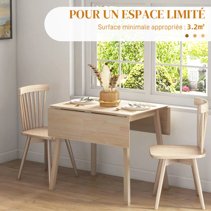 HOMCOM Folding Kitchen Table Collapsible Dining Table with Wooden Drop Leaf for 2 to 4 People, Natural Wood Effect