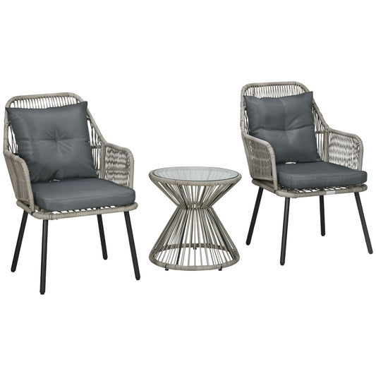 3-delig Bistro Tuintafel Set – Tuinset – Buitenmeubel – Balkonset – Bistroset – Stalen Frame – Comfortabele Kussens