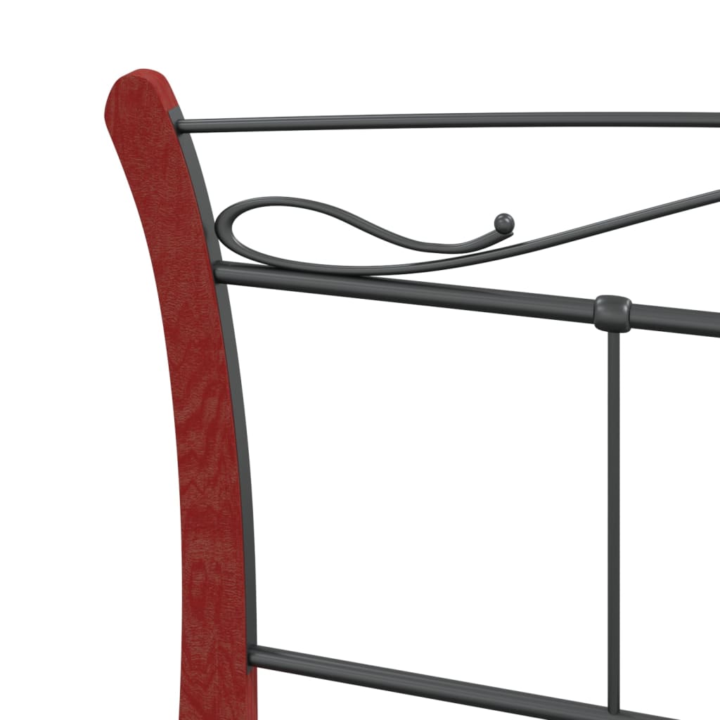 Bedframe – Bedframe Metalen Frame – Tweepersoonsbed – Bedombouw – Slaapbank – 120x200 cm – Gepoedercoat Staal – Donker Hout Accent