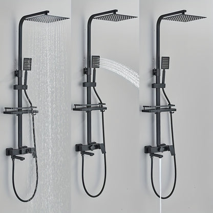 Antiek Messing Doucheset – Regendouche – Douchepaneel – Handdouche – Douchesysteem – Olie-Gewreven Afwerking – Verstelbare Hoogte 70-120 cm