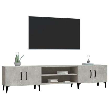 TV Cabinet Concrete Grey 180x31.5x40cm Engineered Wood TV Stand Entertainment Center with Storage, Media Television Table for Living Room Bedroom