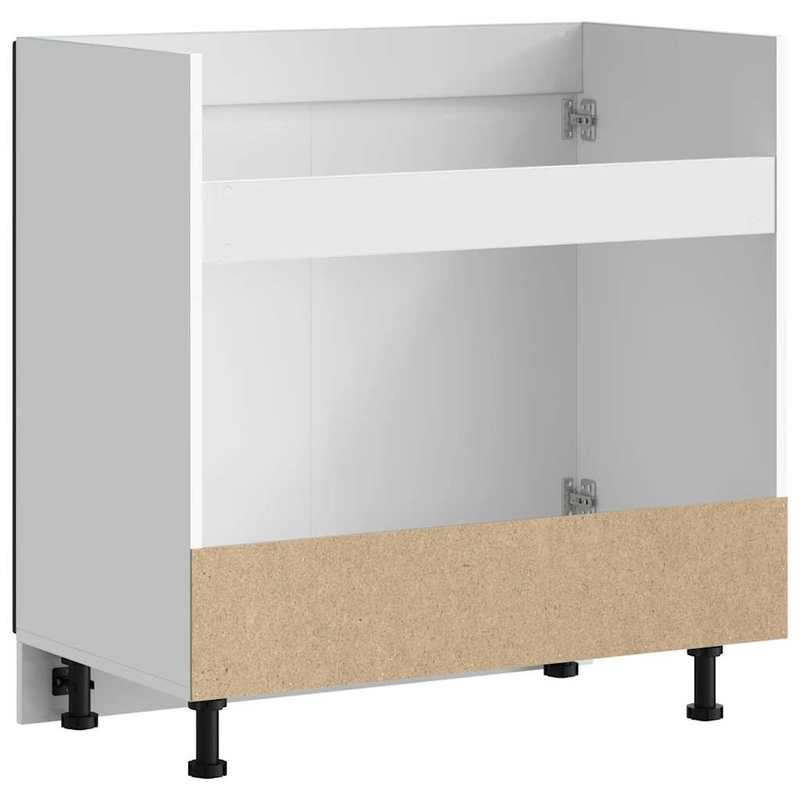 Keukenkast – Keukenopslag – Kasten – Keukenkastje – Keukenkast Met Deuren – Zwart-Wit Design – Hardhouten Constructie – Compact 80x46x81,5 cm