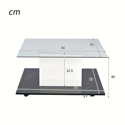Salontafel – Koffietafel – Woonkamertafel – Bijzettafel – Salontafel met wieltjes – Hoogglans glas – Zwart metalen frame – Mobiel en compact design