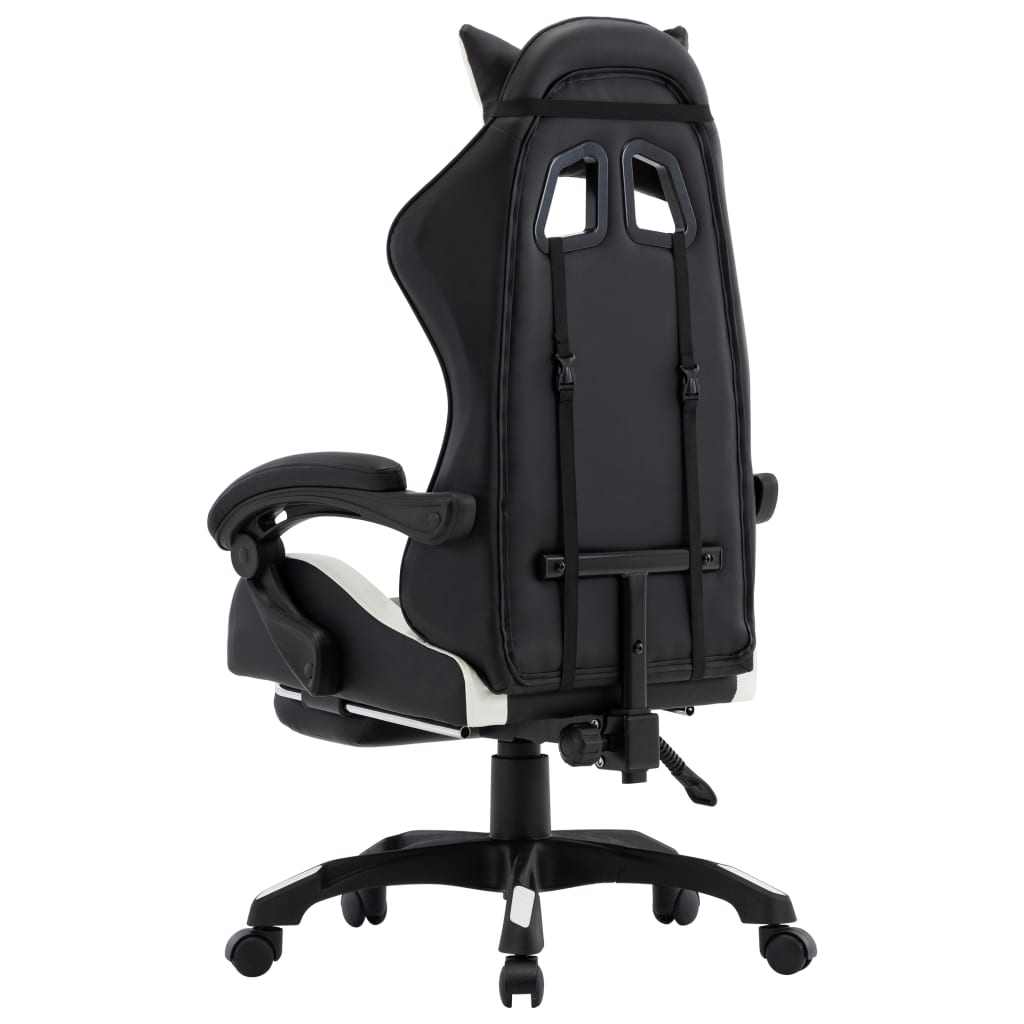 Gamestoel – Gaming Stoel – Game Stoel – Gaming Chair – Racestoel – Verstelbare Rugleuning – Kunstleer Wit/Zwart