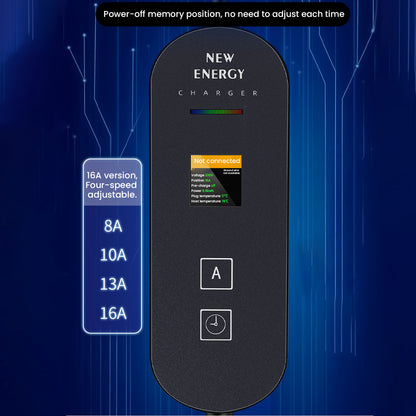 EV Laadpaal – EV Lader – Elektrische Oplader – Mobiele Lader – Laadstation – 3,6 kW Vermogen – Verstelbare Laadstroom 8-16A – LED Display – 5 Meter Kabel