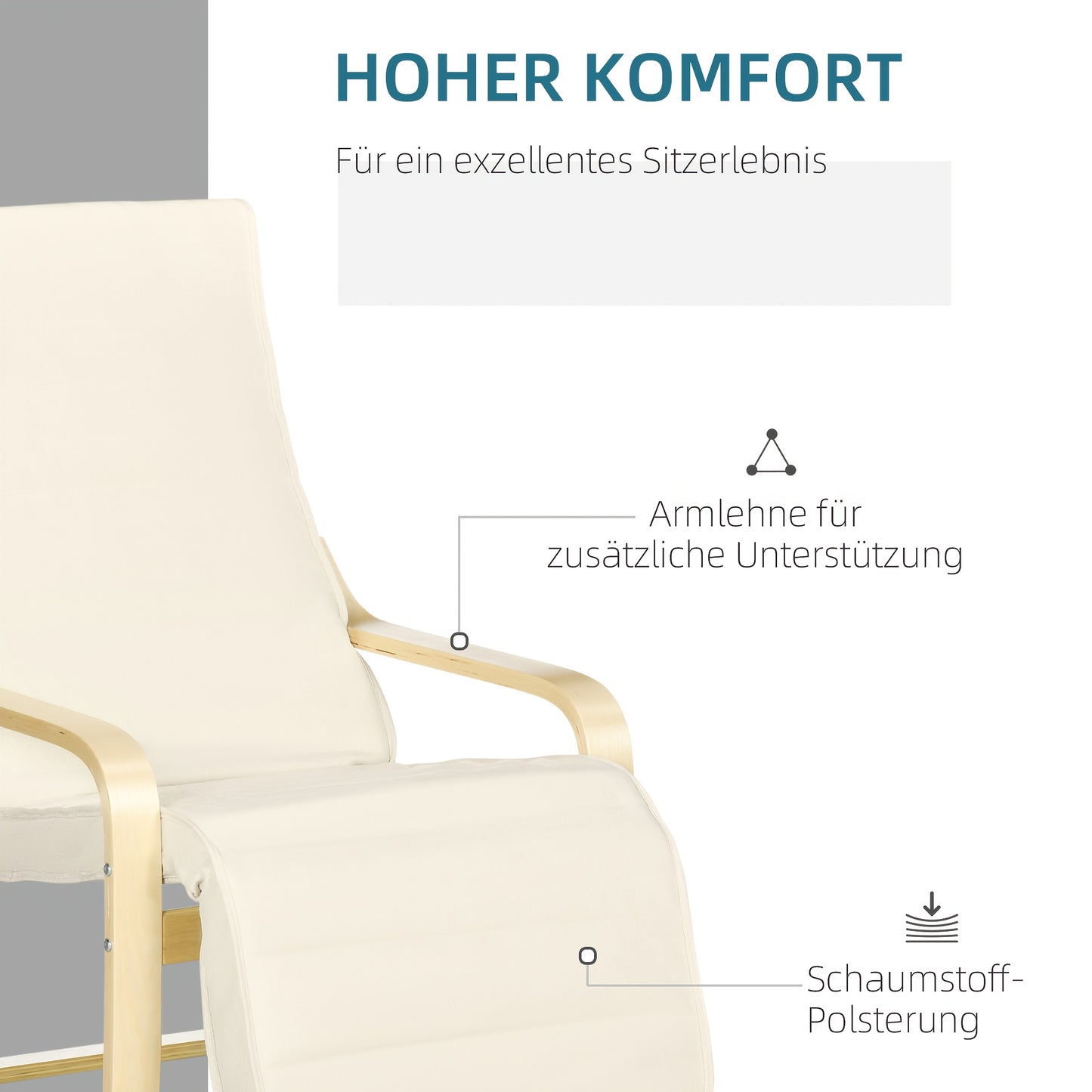 Loungestoel – Fauteuil – Relaxstoel – Woonkamerstoel – Tuinstoel – Verstelbare Voetensteun – Geschikt Voor Harde Vloeren