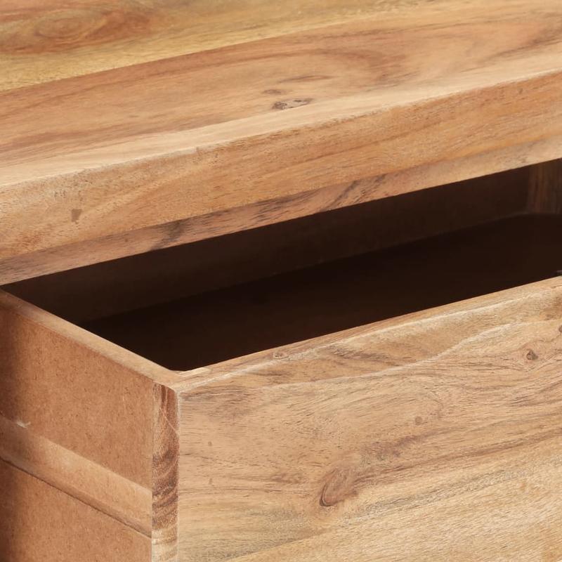 Acaciahouten Wandtafel – Sidetable – Schrijftafel – Dressoir – Wandmeubel – Massief Hout – Zwart Metalen Frame – 99x36x76 cm – Vloerstaand Ontwerp – Unieke Natuurlijke Rand – Bruin