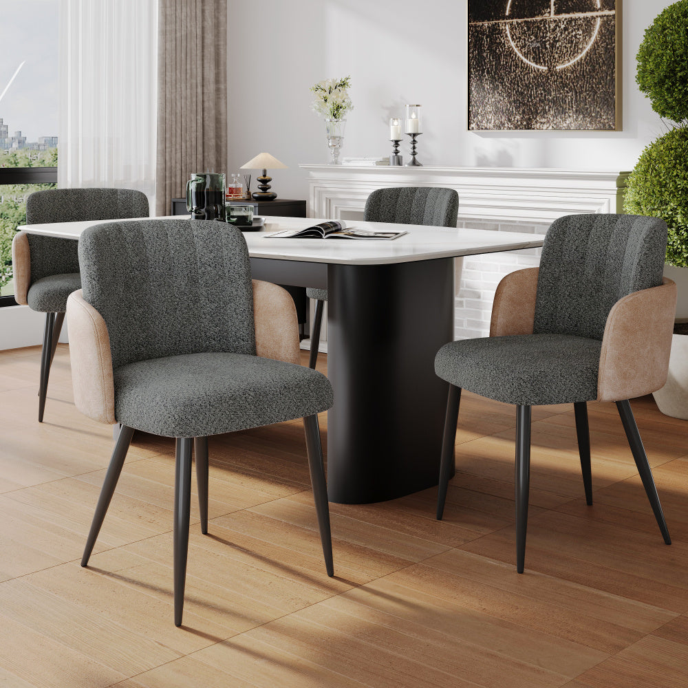 Eetkamerstoel – Stoel – Armstoel – Veloursstoel – Keukenstoel – Grijs Velours – Memory Foam Zitting – Verstelbare Voorpoten
