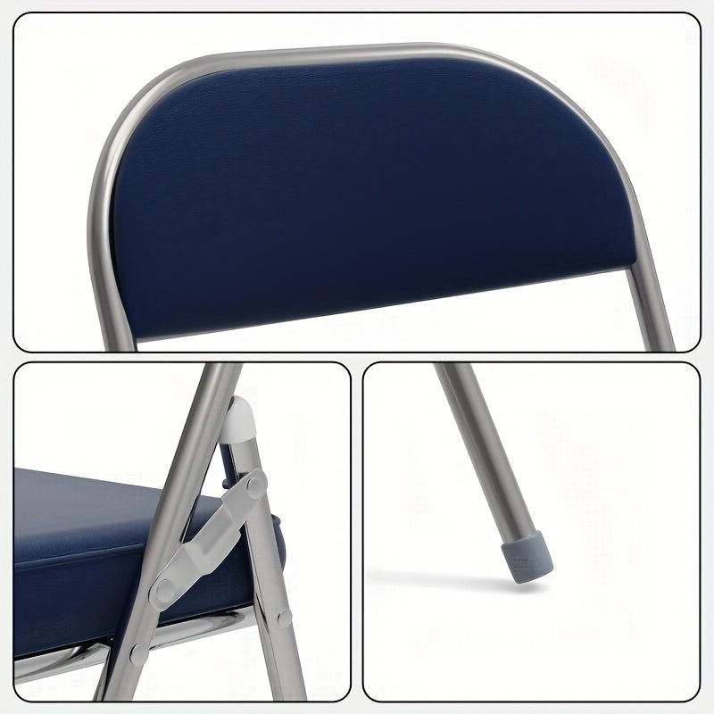 Set van 4 Eetkamerstoelen – Blauw Kunstleer met Comfortabele Bekleding – Stijlvol Ontwerp voor Restaurant, Woonkamer, Keuken of Conferentieruimte