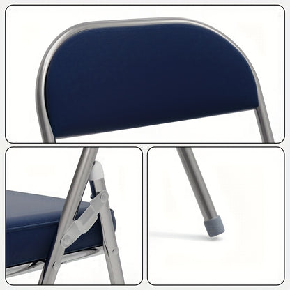 Set van 4 Eetkamerstoelen – Blauw Kunstleer met Comfortabele Bekleding – Stijlvol Ontwerp voor Restaurant, Woonkamer, Keuken of Conferentieruimte