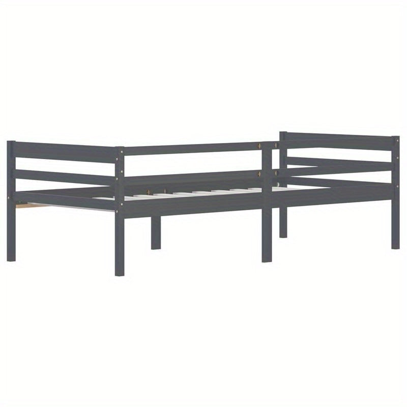 Modern Minimalist Bed Frame - Solid Pine Hardwood Construction, Easy Assembly, Tool-Free Setup, Sturdy Legs - Space-Saving Single Bed for Small Rooms, Apartments, Guest Bedrooms - Grigio Scuro (Dark Gray) Contemporary Furnitu