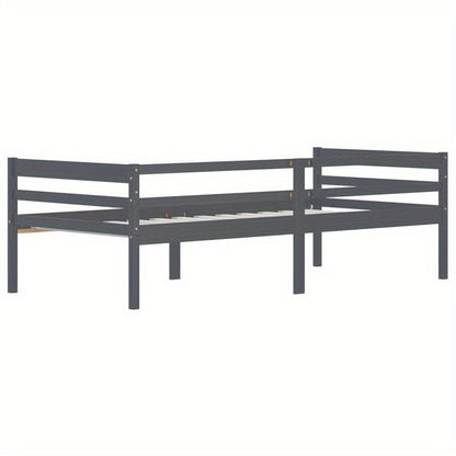 Modern Minimalist Bed Frame - Solid Pine Hardwood Construction, Easy Assembly, Tool-Free Setup, Sturdy Legs - Space-Saving Single Bed for Small Rooms, Apartments, Guest Bedrooms - Grigio Scuro (Dark Gray) Contemporary Furnitu
