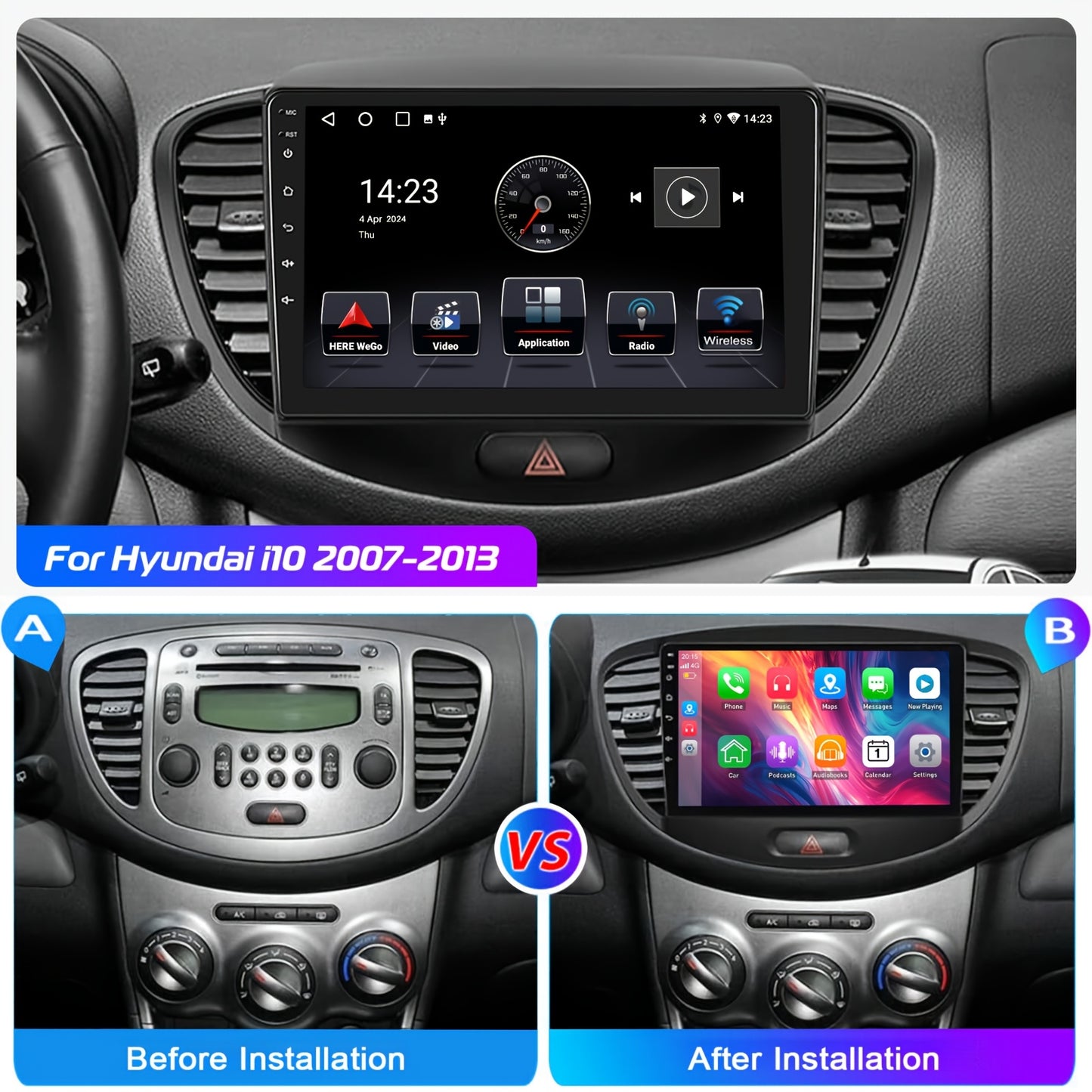 Android 15 Autoradio – Inbouwradio – Multimedia Systeem – Touchscreen Radio – Auto Audio – 9 Inch HD Scherm – Draadloos CarPlay & Android Auto