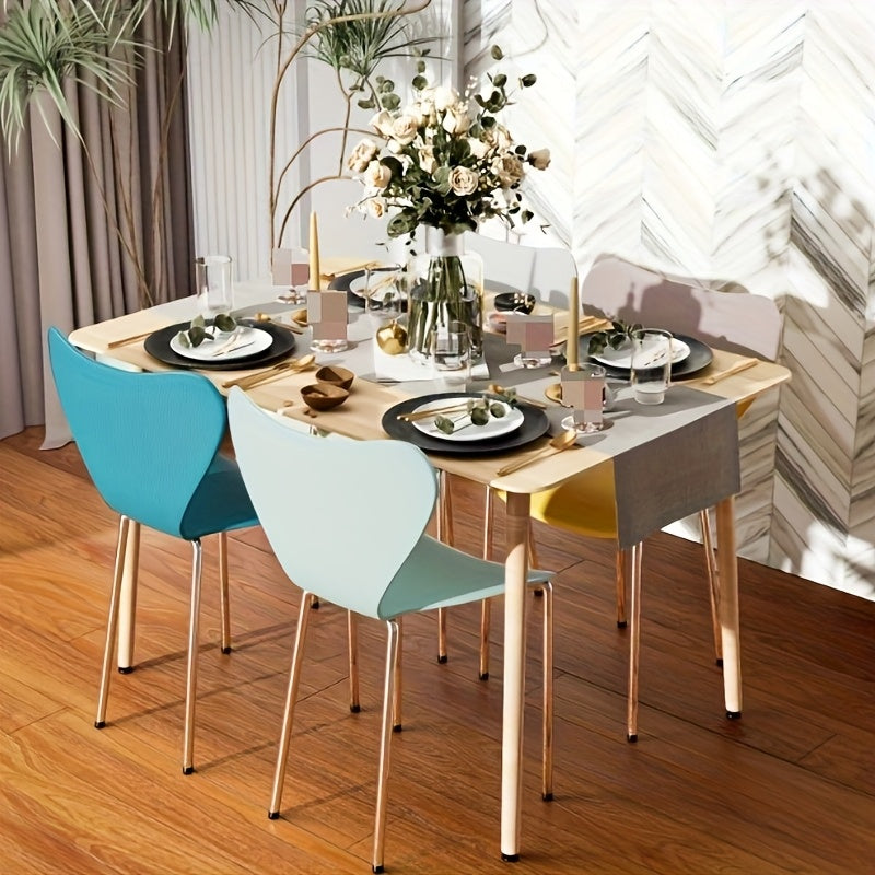 Stoelen – Eetkamerstoelen – Bureaustoelen – Kuipstoelen – Stapelbaar – Ruimtebesparend – Gemaakt Van Duurzaam Kunststof – Set Van 4 In Vier Kleuren (Wit, Blauw, Roze, Groen)