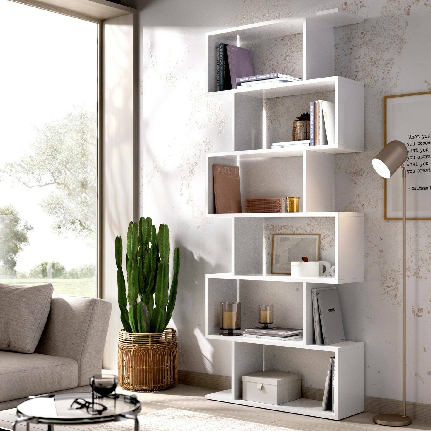 Djorone Library, Multi-Purpose Office Shelf, 5-Tier Bookcase Mobile, 80X25H190 Cm, Available in 2 Colors