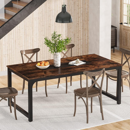 Eettafel – Tafel – Eetkamertafel – Keukentafel – Werktafel – Modern Rustiek Design – 180x90 cm – Walnoothout Blad – Stevig Metalen Onderstel