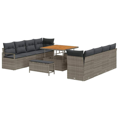 Tuinbankset – Loungeset – Tuinmeubelset – Hoekbank – Buitenbank – Polyester Rotan – UV-bestendig – Ruim Zitcomfort Voor 6-8 Personen - Grijs/Donkergrijs