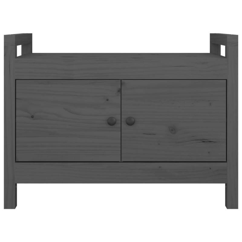 Modern Gray Solid Pine Wood Half Bench with Storage - 80x40x60cm, Perfect for Entryway or Living Room, Dual-Function Shoe Rack & Organizer Stool, Shoe Storage Bench