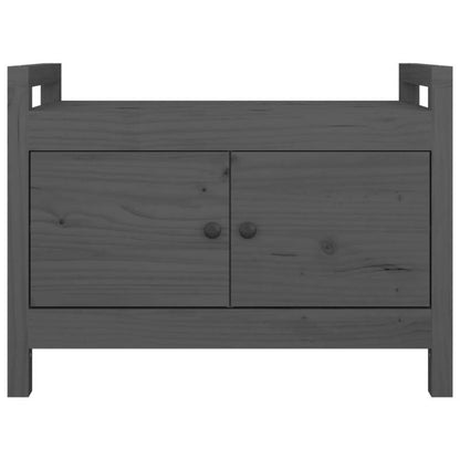 Modern Gray Solid Pine Wood Half Bench with Storage - 80x40x60cm, Perfect for Entryway or Living Room, Dual-Function Shoe Rack & Organizer Stool, Shoe Storage Bench
