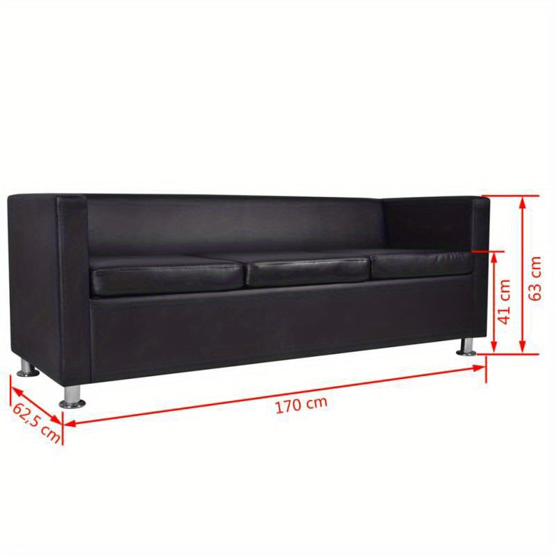 Zwarte Sofa Set – Bankstel – 3-Zits Bank – 2-Zits Bank – Kunstleren Bank – Modern Design – Comfortabele Schuimvulling – Onderhoudsvriendelijk