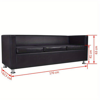 Zwarte Sofa Set – Bankstel – 3-Zits Bank – 2-Zits Bank – Kunstleren Bank – Modern Design – Comfortabele Schuimvulling – Onderhoudsvriendelijk