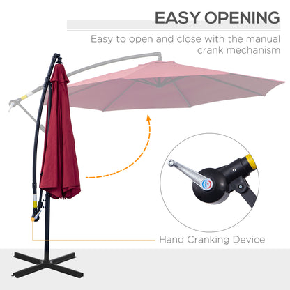 Parasol – Tuinparasol – Balkonparasol – Terrasparasol – Strandparasol – Stevig Stalen Frame – Handkurk Openen – Grijs Ø 2,95 m
