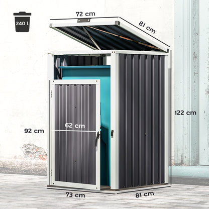 Afvalbak Opbergbox – Afvalcontainer Behuizing – Afvalcontainer Kast – Buitenafvalbak Opbergbox – Afvalbak Schuur – Voor 1x 240L Container – Gegalvaniseerd Staal – Weerbestendig Ontwerp