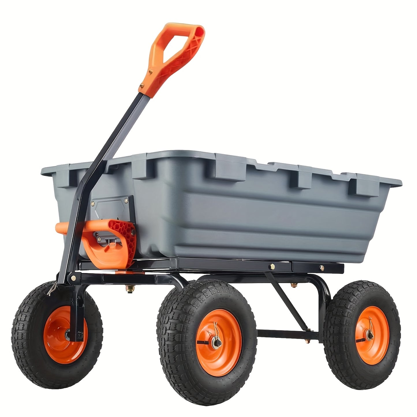362.87 KG Garden Dump Carts, Heavy Duty Yard Cart, 4 Wheel Wheelbarrow with 25.4cm Tires, 180°Rotating Handle, Steel Frame and Quick Release System for Plants, Soil, Sand, in Courtyard, Beach, Farm