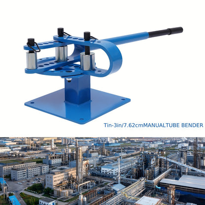 Handmatige Buigmachine – Buizenbuiger – Pijpbuiger – Metalen Buigen – Staven Buigen – Blauw – Telescopisch Handvat 112 cm – 7 Verwisselbare Buigmatrijzen 25-75 mm