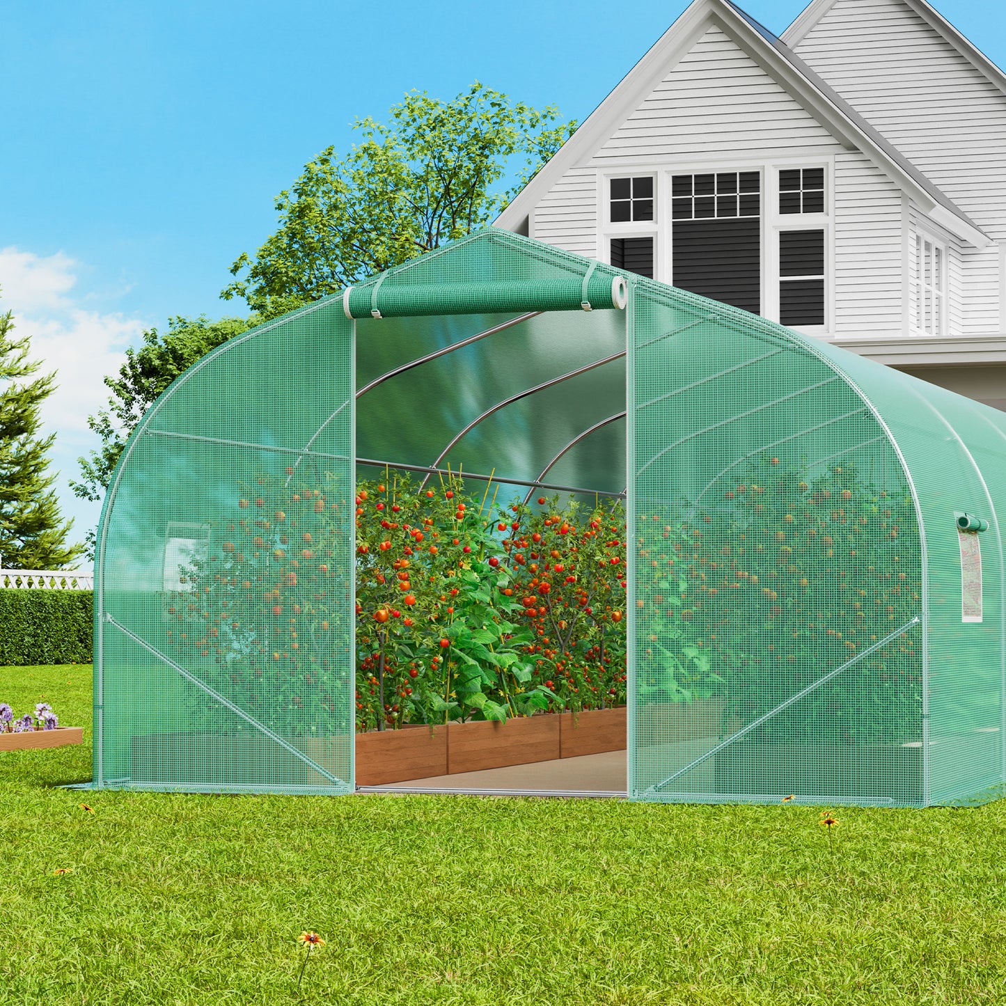 Kweektunnel – Groeikas – Tuintunnel – Plantentunnel – Tunnelkas – Verzinkt Stalen Frame – PE Folie 9 x 3 x 2 Meter – Walk-in Design