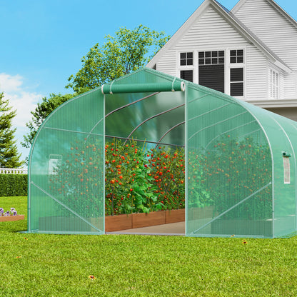 Kweektunnel – Groeikas – Tuintunnel – Plantentunnel – Tunnelkas – Verzinkt Stalen Frame – PE Folie 9 x 3 x 2 Meter – Walk-in Design