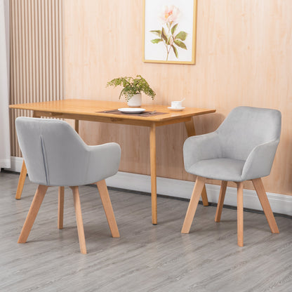 Eetkamerstoel – Stoel – Dinersstoel – Zithoekstoel – Fluwelen Stoel – Set Van 2 – Grijs Met Houten Poten – Ergonomisch Design – Max 120 Kg Draagkracht