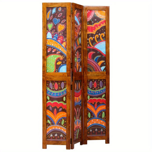 3-Panel Room Divider - Solid Acacia Wood Folding screen with Openings, Modern Minimalist Privacy Partition for Living Room, Bedroom, Office - Space-Saving Decorative Panel (35x1.5x160cm) - Ideal for Small Spaces, Decor for Li