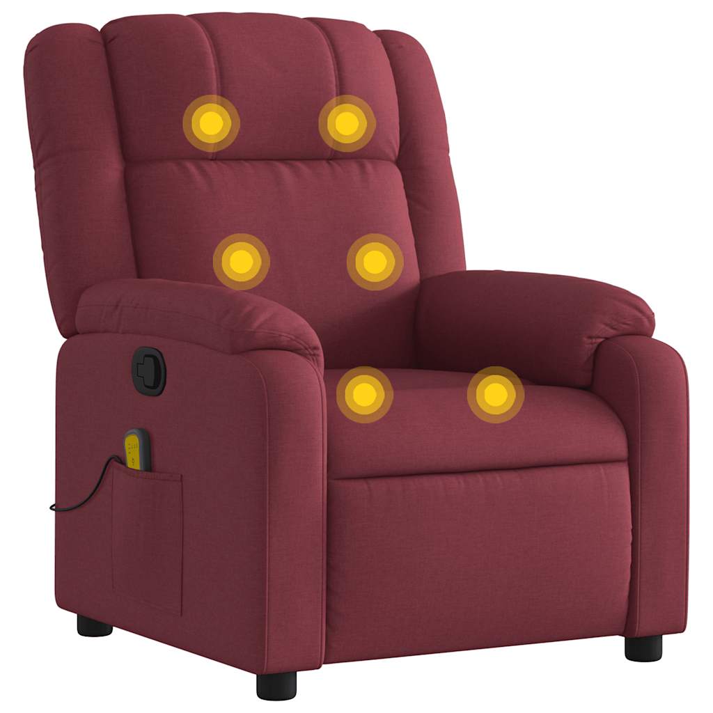 Massagestoel – Massagefauteuil – Relaxstoel – Ontspanningsstoel – Elektrisch Verstelbaar – Wijnrood – 6 Massagepunten – USB Aansluiting