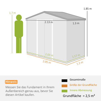 Large 2.13x1.30x1.85m Heavy-Duty Metal Tool Shed with Sliding Doors - Temporary Removable Panel Design, Alloy/Steel Frame & Galvanized Top, Spacious Outdoor Storage for Garden, Workshop, Construction Site - Easy Assembly, Dur