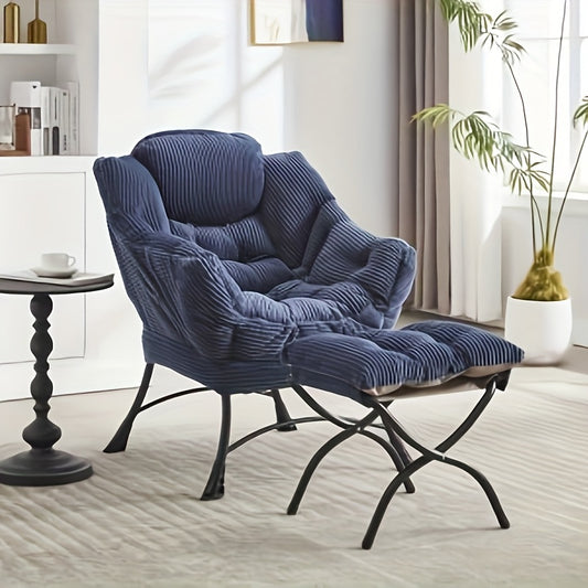 Fauteuil – Loungechair – Relaxstoel – Leunstoel – Zithoekstoel – Met Voetenbank – Stalen Frame – Compact Voor Kleine Ruimtes