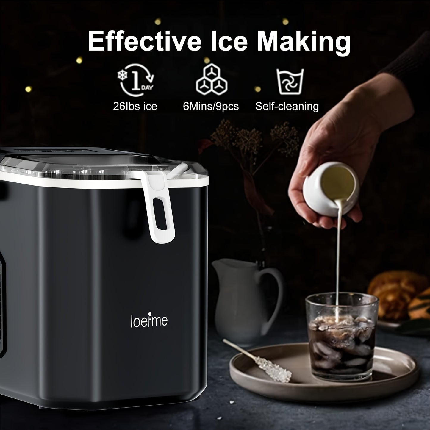 IJsmaker – IJsblokjesmaker – IJsdispenser – IJsapparaat – Kogelvormige IJsmaker Wit – Compact & Draagbaar – Zelfreinigend Met IJskrabber