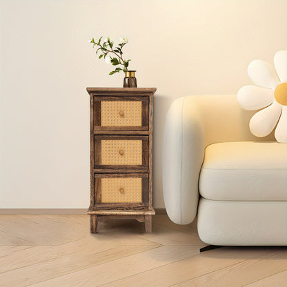 Opbergkast – Opbergmeubel – Ladekast – Kastenrek – Bergkast – 3 Lades – Massief Pauluswood – Donkerbruin Retro Design – Compact Verticaal – Draagvermogen 60 kg