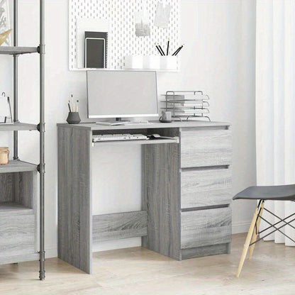 Bureau – Schrijftafel – Computertafel – Werkplek – Studieplek – Modern Design – 90x45x76 cm – Gemaakt van Duurzaam Hardwood – 2 Lades Met Open Planken – Gemakkelijk Montage – Mixed Color Afwerking
