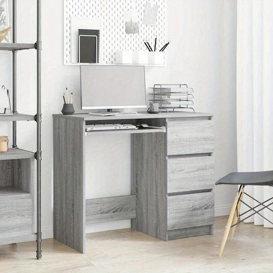 Bureau – Schrijftafel – Computertafel – Werkplek – Studieplek – Modern Design – 90x45x76 cm – Gemaakt van Duurzaam Hardwood – 2 Lades Met Open Planken – Gemakkelijk Montage – Mixed Color Afwerking