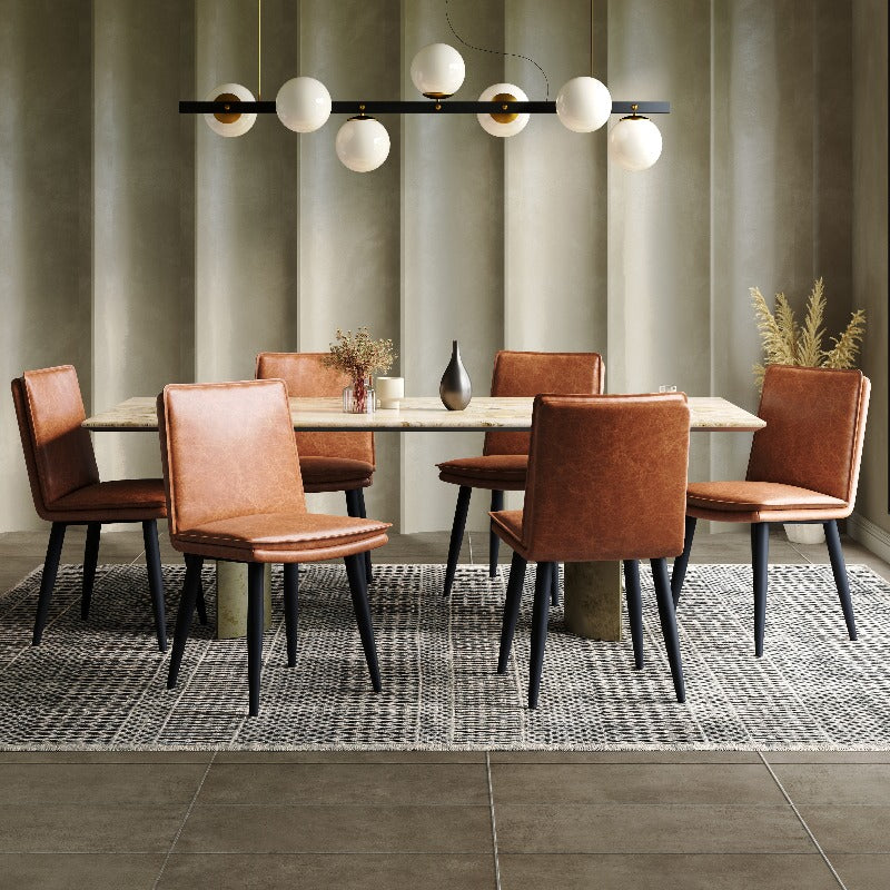 Eetkamerstoel Bruin – Stoel – Zitstoel – Eettafelstoel – Designstoel – PU Leer – Dubbele Lagen Kussen – Comfortabel Zitten