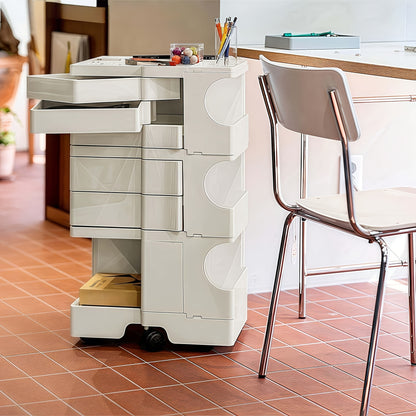 Opbergkast – Rollende Kast – Opbergrek – Opbergmeubel – Organizer – Scandinavisch Design – Waterafstotend Plastic – 5 Ruime Planken – Zonder Montage