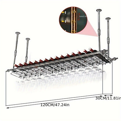 Plafond Wijnglashouder – Wijnglasrek – Glazenhouder – Stemware Rek – Baraccessoire – Zwart Metaal – Ruimtebesparend & Duurzaam