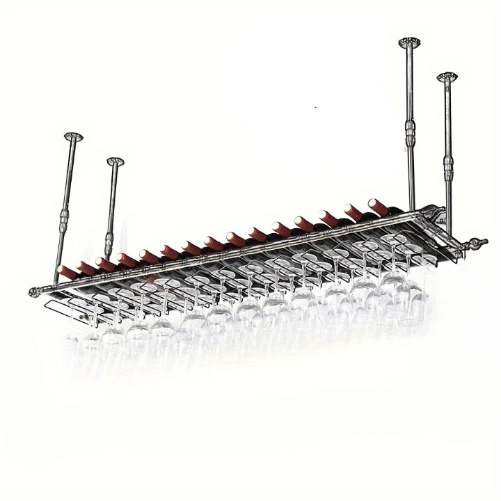 Plafond Wijnglashouder – Wijnglasrek – Glazenhouder – Stemware Rek – Baraccessoire – Zwart Metaal – Ruimtebesparend & Duurzaam